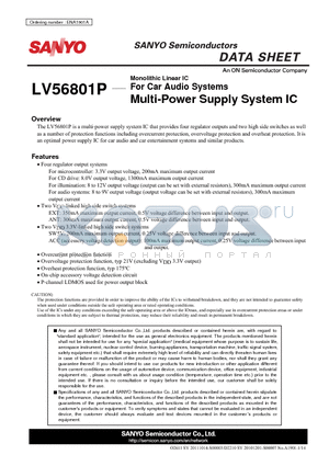 LV56801P datasheet - For Car Audio Systems Multi-Power Supply System IC