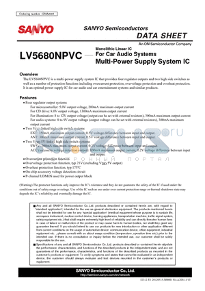 LV5680NPVC datasheet - For Car Audio Systems Multi-Power Supply System IC