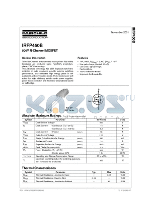 IRFP450B datasheet - 500V N-Channel MOSFET