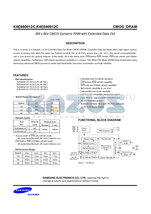 K4E640812C datasheet - 8M x 8bit CMOS Dynamic RAM with Extended Data Out
