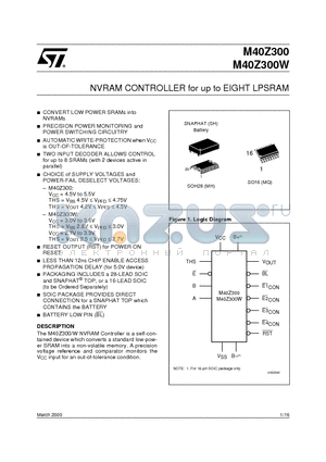 M40Z300WMQ datasheet - NVRAM CONTROLLER for up to EIGHT LPSRAM