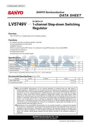 LV5749V datasheet - 1-channel Step-down Switching Regulator