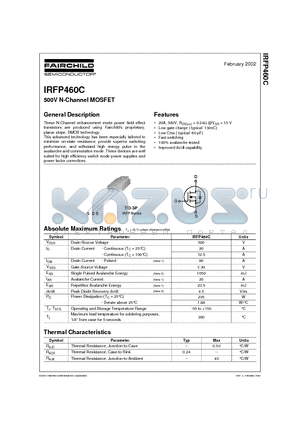 IRFP460C datasheet - 500V N-Channel MOSFET