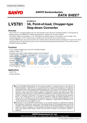 LV5781 datasheet - Bi-CMOS IC 3A, Point-of-load, Chopper-type Step-down Converter
