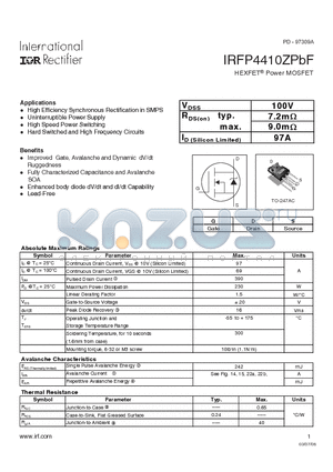 IRFP4410ZPBF datasheet - HEXFET Power MOSFET