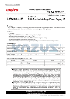 LV59033M_10 datasheet - 3.3V Constant-Voltage Power Supply IC