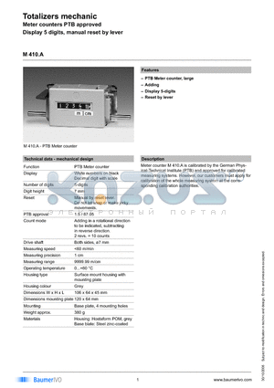 M410.A02 datasheet - Totalizers mechanic