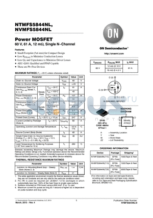 NTMFS5844NL_13 datasheet - Power MOSFET 60 V, 61 A, 12 m, Single N.Channel