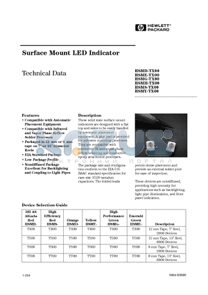 HSME-T600 datasheet - Surface Mount LED Indicator