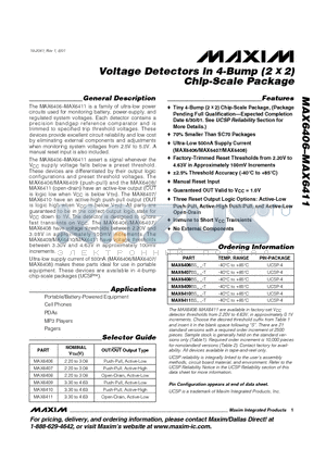 MAX6409BS38-T datasheet - Voltage Detectors in 4-Bump (2 X 2) Chip-Scale Package