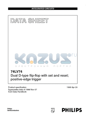 LV74 datasheet - Dual D-type flip-flop with set and reset; positive-edge trigger