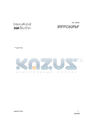 IRFPC60PBF datasheet - HEXFET^ Power MOSFET