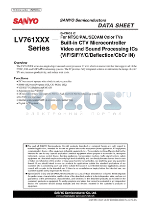 LV761102C datasheet - Built-in CTV Microcontroller Video and Sound Processing ICs