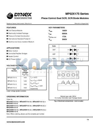 MP02X175 datasheet - Phase Control Dual SCR, SCR/Diode Modules