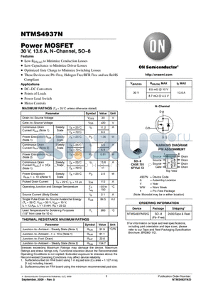 NTMS4937NR2G datasheet - Power MOSFET Power MOSFET