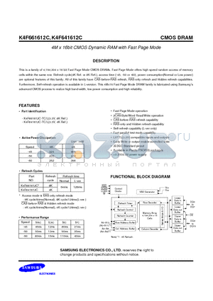 K4F641612C-TL50 datasheet - 4M x 16bit CMOS Dynamic RAM with Fast Page Mode