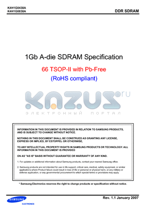 K4H1G0438A-UC/LB0 datasheet - 1Gb A-die SDRAM Specification