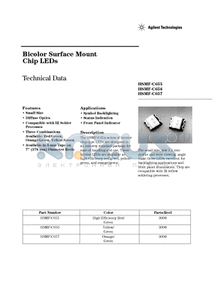 HSMF-C656 datasheet - Bicolor Surface Mount Chip LEDs