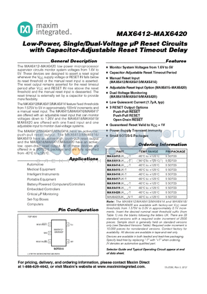 MAX6412_12 datasheet - Low-Power, Single/Dual-Voltage lP Reset Circuits with Capacitor-Adjustable Reset Timeout Delay