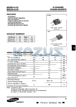 IRFR010 datasheet - N-CHANNEL POWER MOSFET