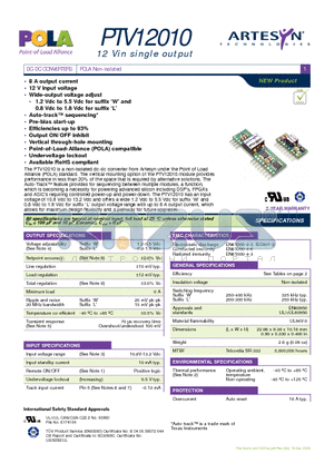 PTV12010 datasheet - DC-DC CONVERTERS