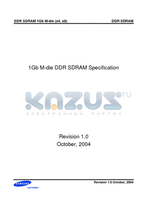K4H1G0438M-TC/LB3 datasheet - 1Gb M-die DDR SDRAM Specification