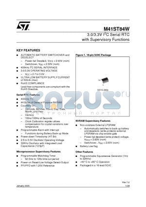 M41ST84WMQ6 datasheet - 3.0/3.3V I2C Serial RTC with Supervisory Functions