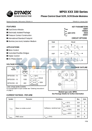 MP03XXX330-12 datasheet - Phase Control Dual SCR, SCR/Diode Modules