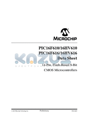 PIC16HV610T-E/P datasheet - 14-Pin, Flash-Based 8-Bit CMOS Microcontrollers