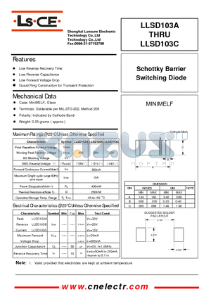 LLSD103A datasheet - Schottky barrier switching diode