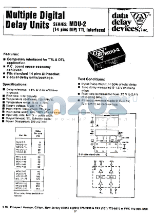 MDU-2-50 datasheet - Multiple Digital Delay Units