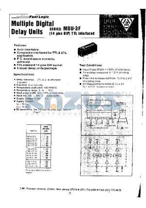 MDU-3F-10 datasheet - Multiple Digital Delay Units