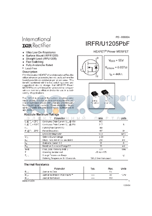 IRFR1205PBF datasheet - HEXFET Power MOSFET