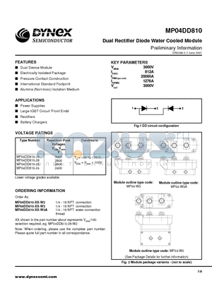 MP04DD810-26-W3A datasheet - Dual Rectifier Diode Water Cooled Module Preliminary Information