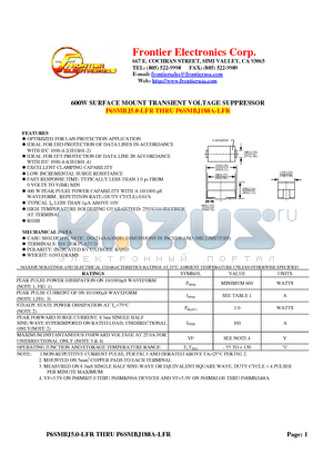 P6SMBJ11-LFR datasheet - 600W SURFACE MOUNT TRANSIENT VOLTAGE SUPPRESSOR