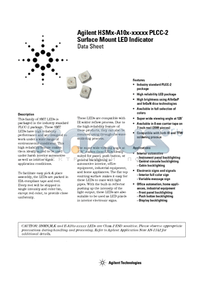 HSML-A101-S00J1 datasheet - Surface Mount LED Indicator