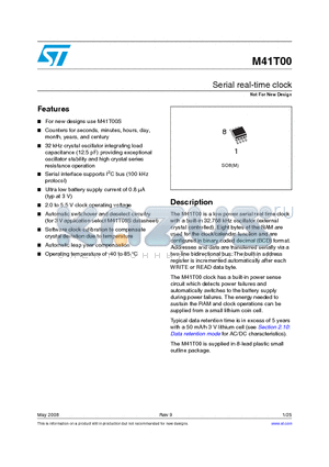 M41T00M6E datasheet - Serial real-time clock