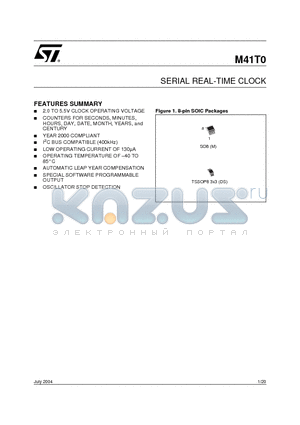 M41T0DS6E datasheet - SERIAL REAL-TIME CLOCK