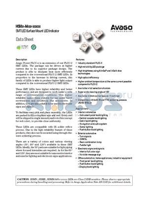 HSMM-A401-S4YM2 datasheet - SMT LED Surface Mount LED Indicator