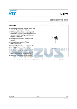 M41T0M6F datasheet - Serial real-time clock