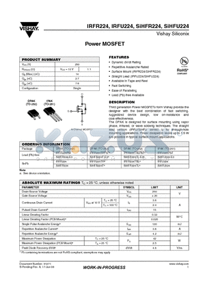 IRFR224TRLPBF datasheet - Power MOSFET