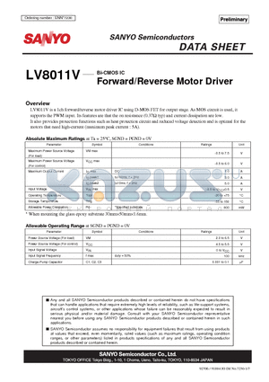 LV8011V_08 datasheet - Forward/Reverse Motor Driver