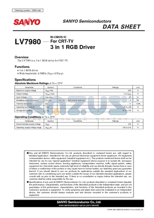 LV7980 datasheet - 3 in 1 RGB Driver
