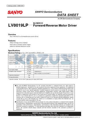 LV8019LP_08 datasheet - Forward/Reverse Motor Driver