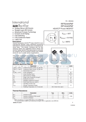 IRFR2405PBF datasheet - HEXFET Power MOSFET