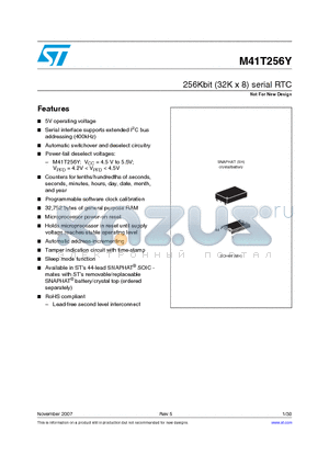 M41T256Y_07 datasheet - 256Kbit (32K x 8) serial RTC