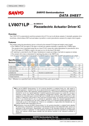 LV8071LP datasheet - Piezoelectric Actuator Driver IC
