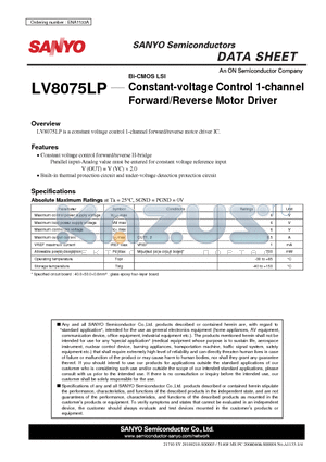 LV8075LP_10 datasheet - Constant-voltage Control 1-channel Forward/Reverse Motor Driver