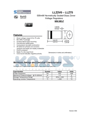 LLZ11 datasheet - 500mW Hermetically Sealed Glass Zener Voltage Regulators
