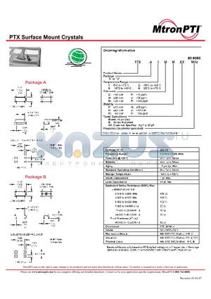 PTXA1FMXX datasheet - Surface Mount Crystals